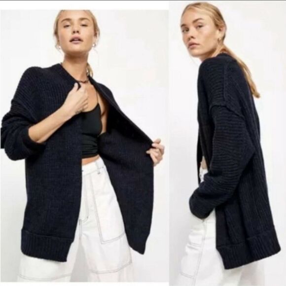 Free People Sweaters - SIZE S | Free People Black High Hopes Oversized Cardi